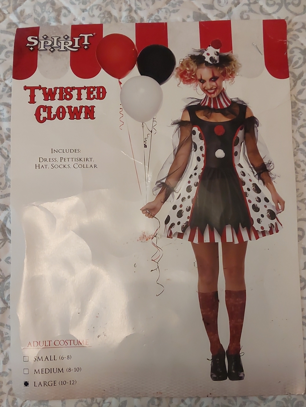 Spirit Twisted Clown Costume - Black, White, Red